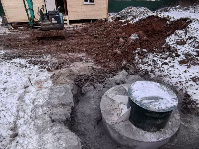 Зимний монтаж септика в Московской области